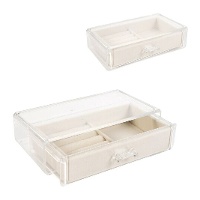 Joyero transparente en cajón de 19 x 11,2 x 5,2 cm