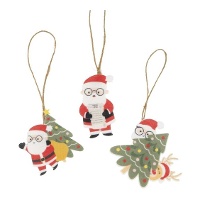 Colgantes de Papá Noel alegre - 3 unidades
