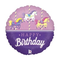 Globo de Carousel de Happy Birthday de 46 cm - Grabo