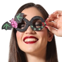 Gafas de Halloween con purpurina negra