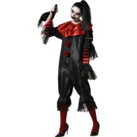 Disfraz de payaso negro y rojo para mujer