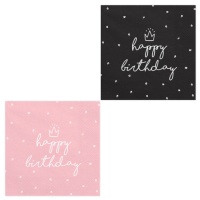 Servilletas de Happy Birthday lisa de 16,5 x 16,5 cm - 20 unidades