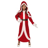 Disfraz de Mamá Noel con capa y capucha para niña