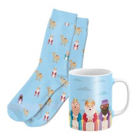Set regalo de taza y calcetines de Reyes Magos