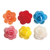 Obleas de flores de rosa surtidas de 4,5 cm - Dekora - 50 unidades