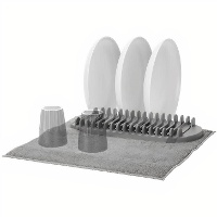 Escurreplatos de 40 x 17,5 x 3,5 cm gris ovalado con bayeta