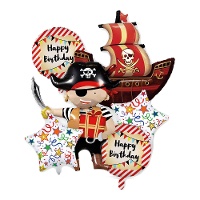 Bouquet de happy birthday piratas - 6 unidades
