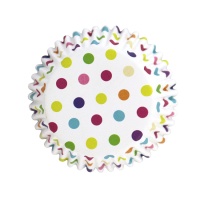 Cápsulas para cupcakes blancas con topos multicolores - PME - 30 unidades