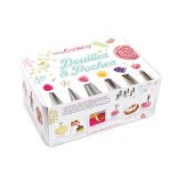 Set de boquillas de acero inoxidable y mangas pasteleras desechables - Scrapcooking