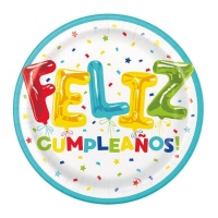 Platos de Feliz cumpleaños de 23cm - 8 unidades