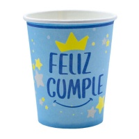 Vasos Feliz Cumple azul de 9 x 8 cm - 10 unidades