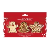 Cortadores de Navidad con estampador - Scrapcooking - 3 unidades