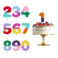 Vela de número bicolor de 5 cm - 1 unidad