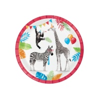 Platos de Animales salvajes divertidos de 22 cm 
- 8 unidades