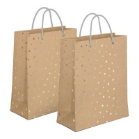 Bolsa regalo de 45 x 33 x 10 cm kraft con estrellas - 1 unidad