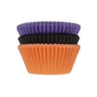 Cápsulas para cupcakes naranjas, negras y lilas - House of Marie - 75 unidades