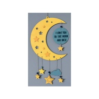 Kit de madera de luna con estrellas móvil - Artemio - 19 piezas