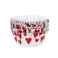 Cápsulas para cupcakes de corazones con interior de aluminio - PME - 30 unidades