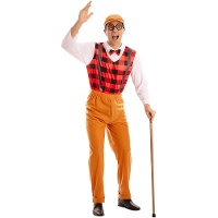 Disfraz de anciano a cuadros para hombre