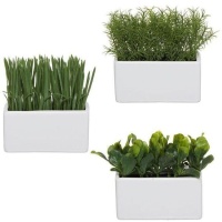 Planta artificial con macetero rectangular blanco surtida de 15 x 14 cm