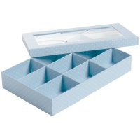 Caja de 35 x 23 x 6 cm azul topos - 9 compartimentos