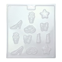 Moldes de cosas de chicas para chocolates de 24 x 21,5 cm - PME - 12 cavidades