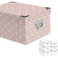 Caja rectangular rosa con topos - DCasa - 6 unidades