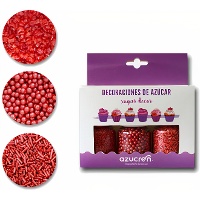 Kit de sprinkles San Valentín rojo - Azucren - 3 unidades