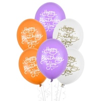 Globos de látex multicolor de Happy Birthday de 30 cm - PartyDeco - 50 unidades