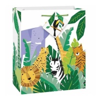 Bolsa regalo de 23 x 17,8 x 10,5 cm de Animales de safari - 1 unidad
