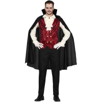 Disfraz de conde vampiro rojo y negro para hombre