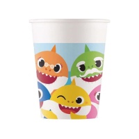 Vasos de Baby Shark compostables de 200 ml - 8 unidades