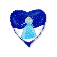Globo Snow Princess rubia de corazón de 45 cm - Conver Party