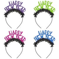 Diademas de Happy New Year de colores - 4 unidades