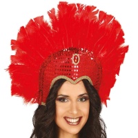 Tocado de plumas rojas