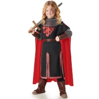 Disfraz de caballero medieval negro y rojo infantil