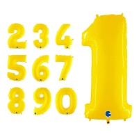 Globo de número amarillo flúor de 71 cm - Grabo