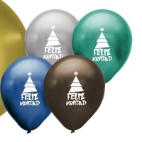 Globos de látex de Feliz Navidad de colores surtidos de 30 cm - Globos Payaso - 25 unidades