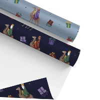 Papel de regalo de Reyes Magos azul de 2 x 0,70 m - 1 unidad