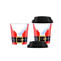 Vaso de cartón con tapa de Papá Noel Ho Ho Ho de 120 ml - 12 unidades