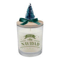 Vela de Feliz Navidad aromática con abeto