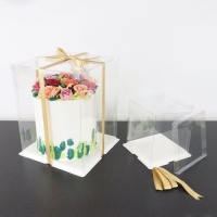 Caja para tarta transparente con lazo de 35 x 35 x 38 cm - PME