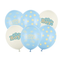 Globos de látex de Its a boy de 30 cm - PartyDeco - 6 unidades