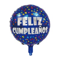 Globo de Feliz Cumpleaños con decoración de confetti de 45 cm