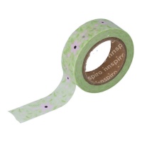 Washi tape de flores verde y rosa - 10 m