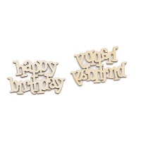 Figuras de madera de Happy Birthday de 9 cm - 2 unidades