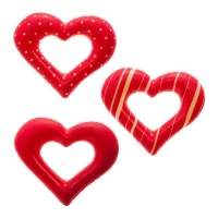 Corazones de chocolate rojos con diseños surtidos - Dekora - 135 unidades