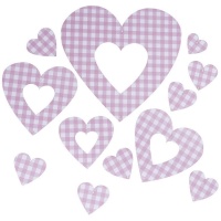 Guirnalda de corazones cuadros vichy rosas - Artis decor - 25 piezas