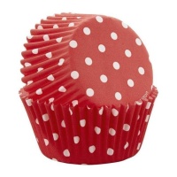 Cápsulas para cupcakes rojas con topos blancos de 5 cm - Wilton - 75 unidades