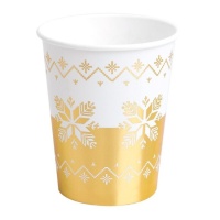 Vasos de Navidad de bordado dorado de 270 ml - 6 unidades